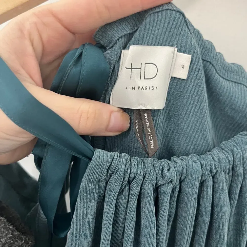 Anthropologie HD in Paris Blue Ribbed Jacinta Jumpsuit Size XS